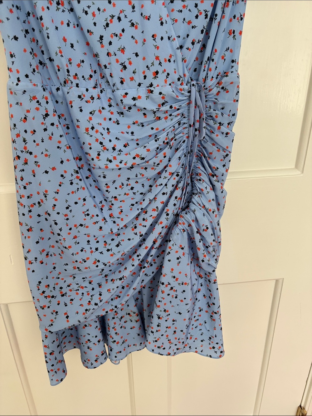 Veronica Beard Light Blue Floral Wrap-Style Midi Dress - Picture 5 of 6